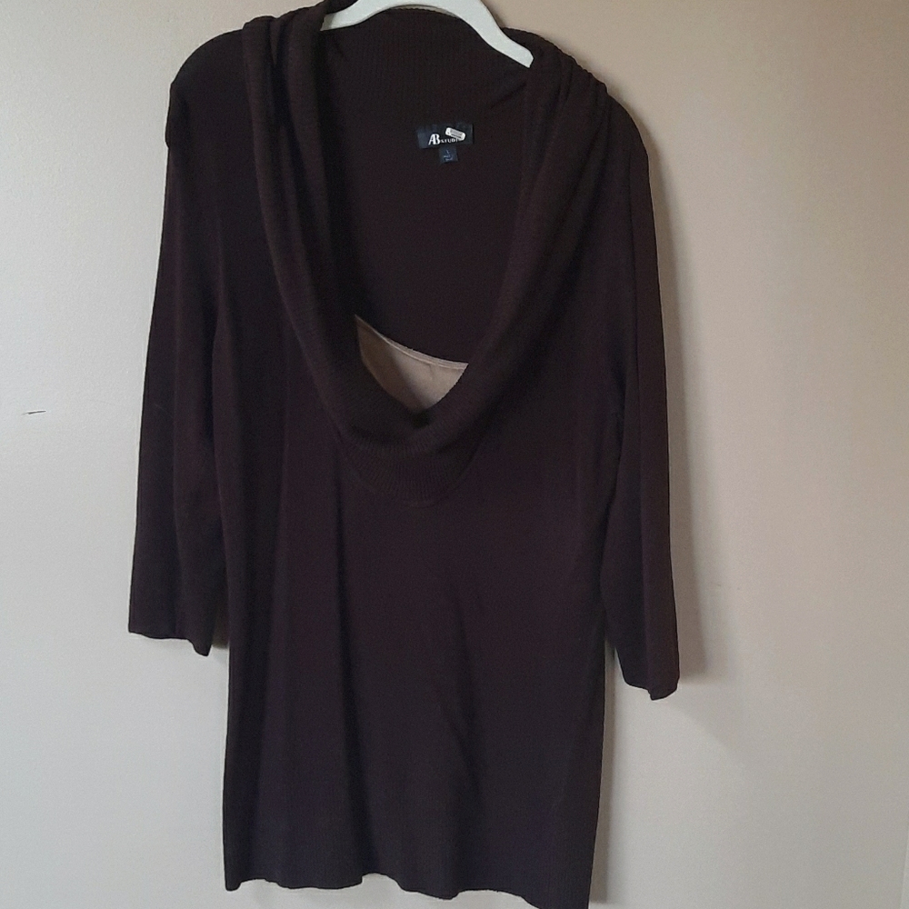 Cowl neck tunic sweater 3/4 sleeve